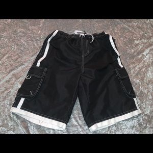 Boys black tie swimming trunks